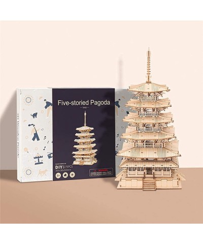 3D Puzzles for Adults Kids DIY Wooden Model Kits Gift on Birthday Christmas - Five-storied Pagoda (275 PCS) $47.35 3-D Puzzles