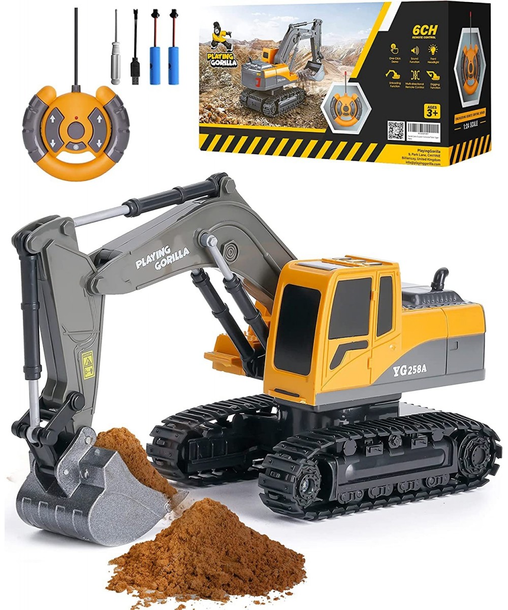 Remote Control Excavator Toys for Boys with Extra Rechargeable Batteries for Long Lasting Fun - 1:24 Scale Excavator RC Const...