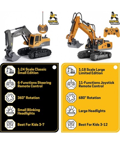 Remote Control Excavator Toys for Boys with Extra Rechargeable Batteries for Long Lasting Fun - 1:24 Scale Excavator RC Const...