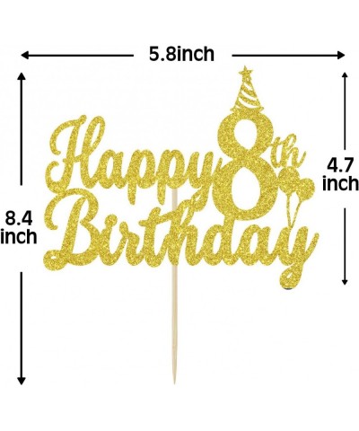 Happy 8th Birthday Cake Topper Eight is Great 8th Birthday Decorations Boy's or Girl's 8 Year Old Decorations Gold Glitter $1...