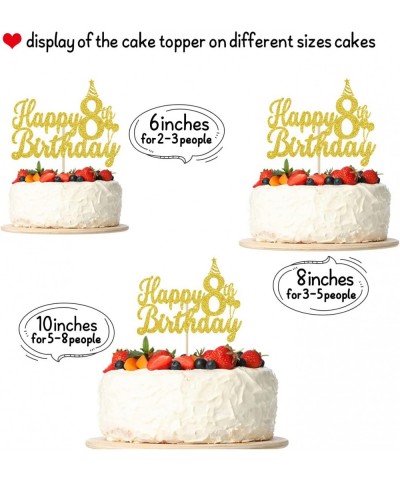 Happy 8th Birthday Cake Topper Eight is Great 8th Birthday Decorations Boy's or Girl's 8 Year Old Decorations Gold Glitter $1...