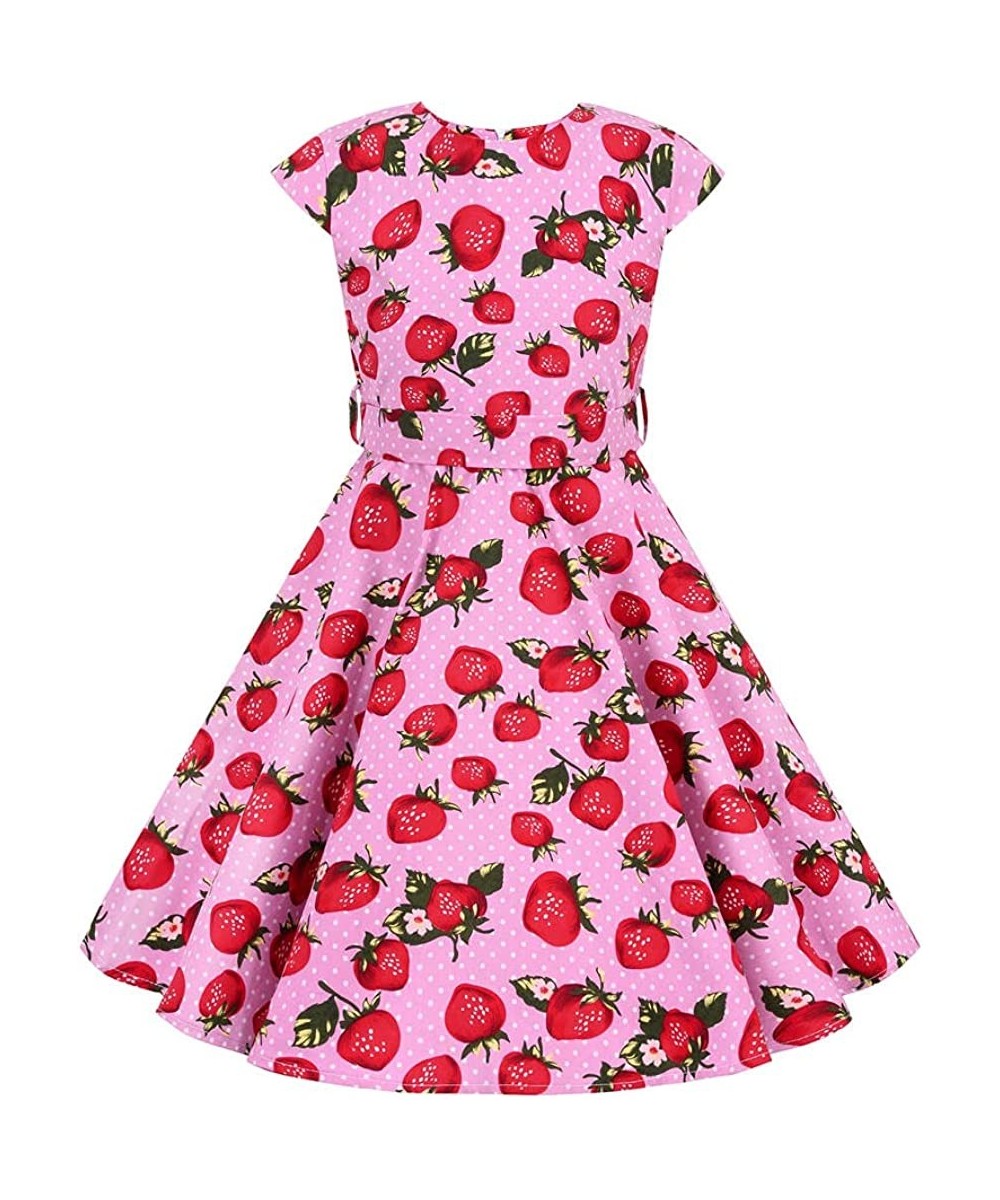 Girls 50s Vintage Polka Dot Flower Swing Rockabilly Prom Party Tea Dress Kids Audrey Wedding Formal Cocktail Evening Gown $20...