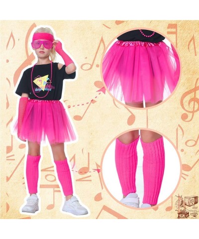 Kids 9Pcs 80s Costume Accessories Set Party T-Shirt Tutu Fancy Outfits for Cosplay 1980s Theme Retro Party for Girls $61.27 K...