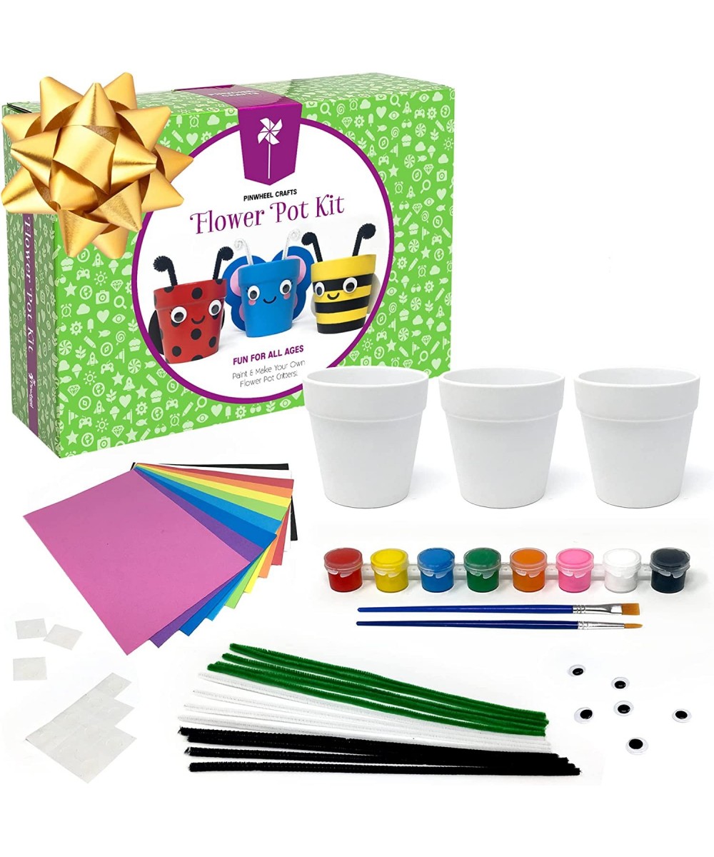 Flower Pot Kit Kids Craft - Art Kits for Kids 4-6 Set Comes with 3 Planters 8 Paints 2 Brushes & Much More - Paint Your Own P...