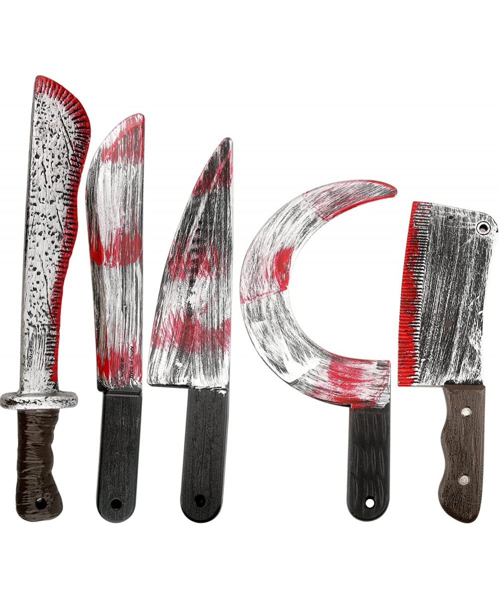 5 Pack Halloween Machete Prop Bloody Butcher Props Realistic Bleeding Knife Toy Fake Machete Costume Prop for Halloween Cospl...