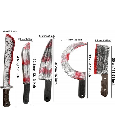 5 Pack Halloween Machete Prop Bloody Butcher Props Realistic Bleeding Knife Toy Fake Machete Costume Prop for Halloween Cospl...