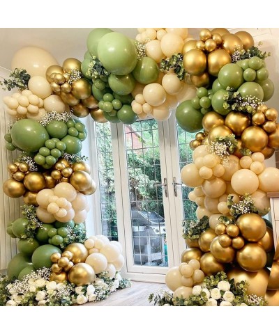 Sage Balloons Garland Kit Arch Olive Green White And Metallic Gold Nude Safari Birthday Party Decoration $27.34 Kids' Party D...