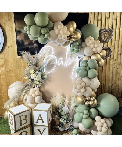 Sage Balloons Garland Kit Arch Olive Green White And Metallic Gold Nude Safari Birthday Party Decoration $27.34 Kids' Party D...