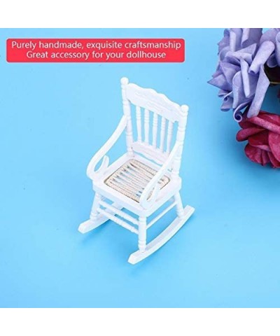 1pcs Doll House Wooden Chairs 1:12 Christmas Dollhouse Model Chairs Mini Dollhouse Wooden Rocking Chairs for Dollhouse Access...