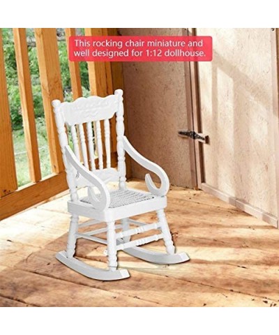 1pcs Doll House Wooden Chairs 1:12 Christmas Dollhouse Model Chairs Mini Dollhouse Wooden Rocking Chairs for Dollhouse Access...