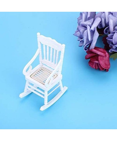 1pcs Doll House Wooden Chairs 1:12 Christmas Dollhouse Model Chairs Mini Dollhouse Wooden Rocking Chairs for Dollhouse Access...