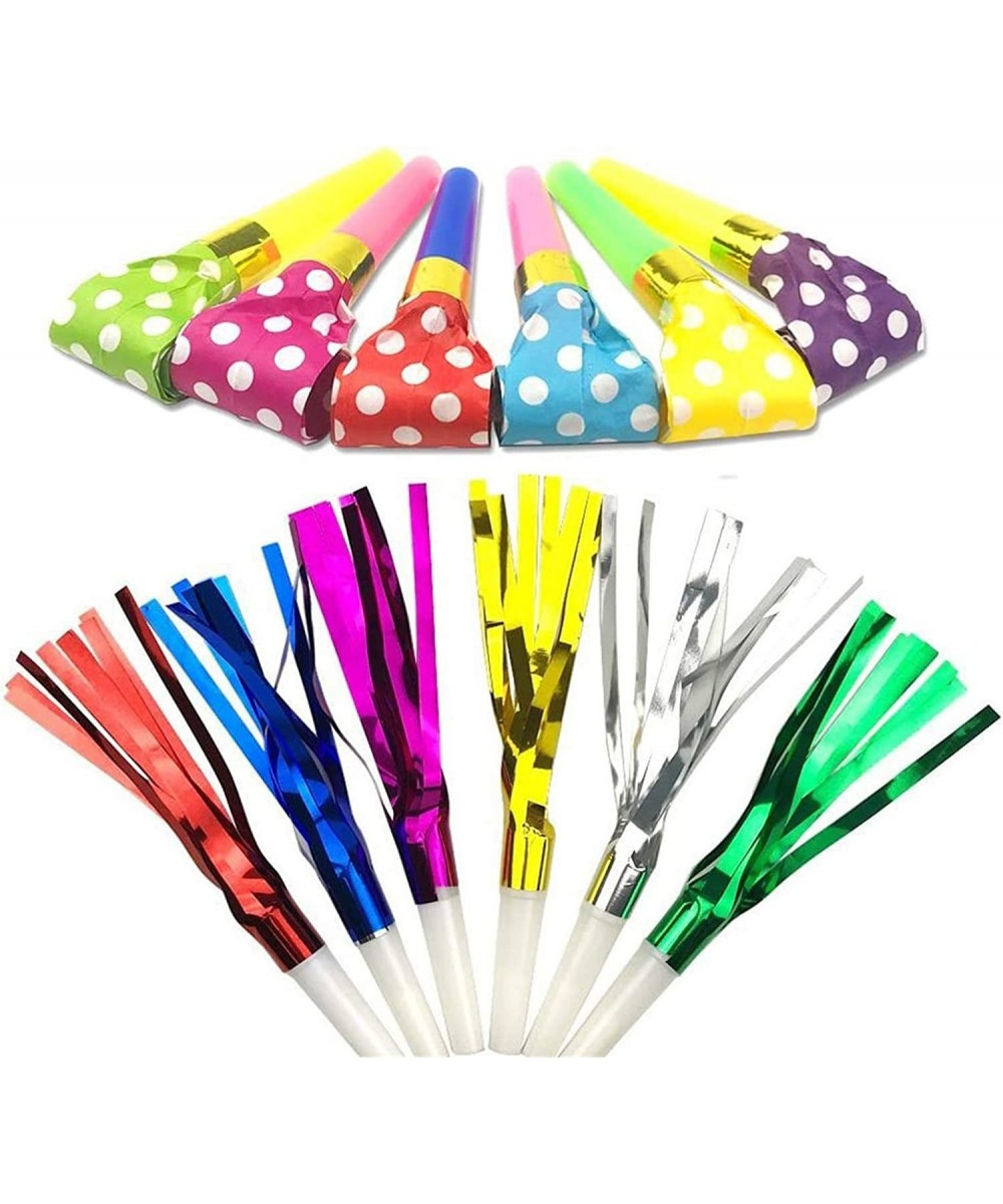 72pcs Party Blowers 2 Kinds of Birthday Blowouts Horns Whistles Musical Paper Noisemakers and Glitter Fringed Metal Blowouts ...