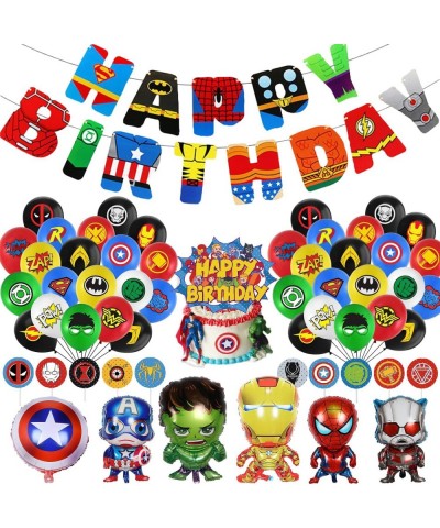 Avengers Birthday Decoration Superhero Birthday Party Supplies marvel birthday Banner Superhero Balloons spiderman Toppers Ca...