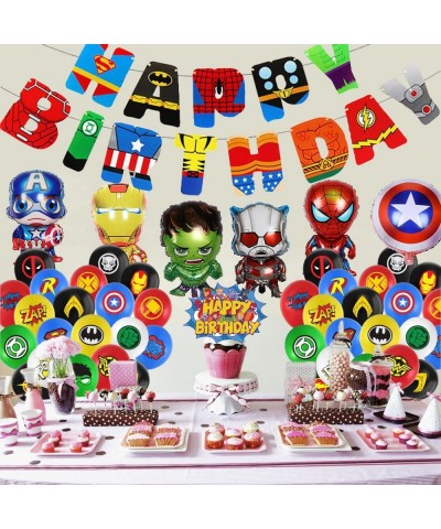 Avengers Birthday Decoration Superhero Birthday Party Supplies marvel birthday Banner Superhero Balloons spiderman Toppers Ca...