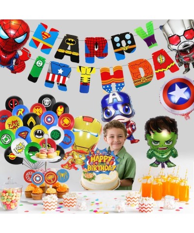 Avengers Birthday Decoration Superhero Birthday Party Supplies marvel birthday Banner Superhero Balloons spiderman Toppers Ca...