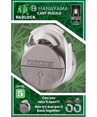 Padlock Hanayama Cast Metal Brain Teaser Puzzle (Level 5) Puzzles For Kids & Adults Ages 12 & Up Green $17.92 Brain Teaser Pu...