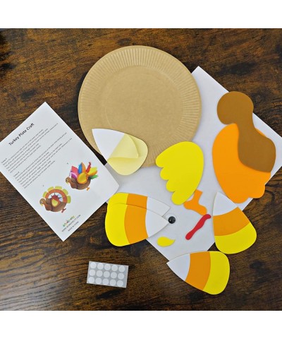 Turkey Plate Craft for Kids (12 Pack) 2 Styles Self Adhesive Fall Thanksgiving Crafts for Kids & Toddlers Ages 4-8 3-12 Fun T...