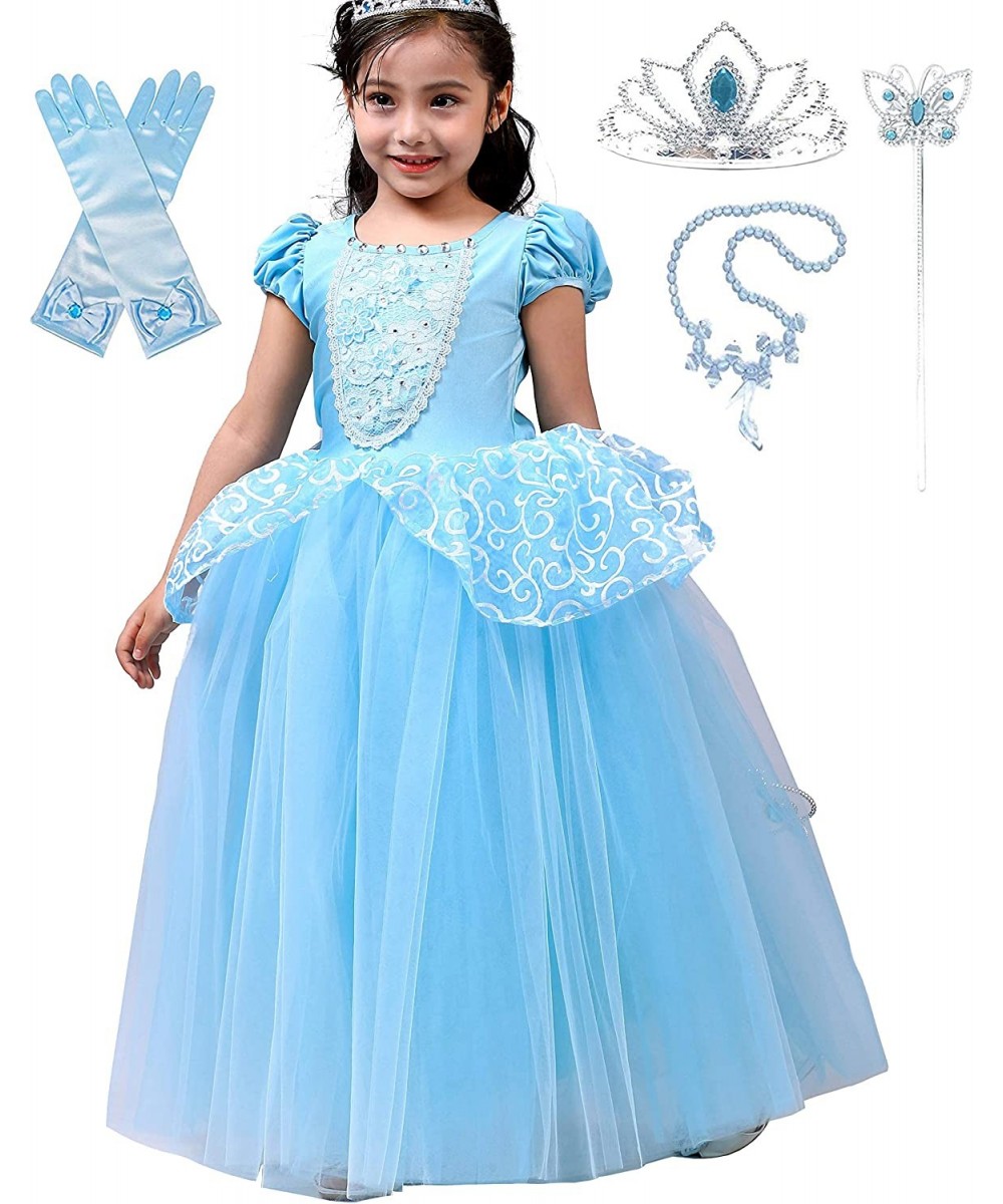 Girls Princess Blue Dress Up Costumes Halloween Fancy Party Ball Gown Dresses with Accessories $46.76 Kids' Costumes