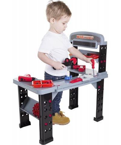 Tool Bench – 75-Piece Toy Pretend Woodworking and Mechanic Workshop for Toddlers Children with Battery Powered Drill and Acce...