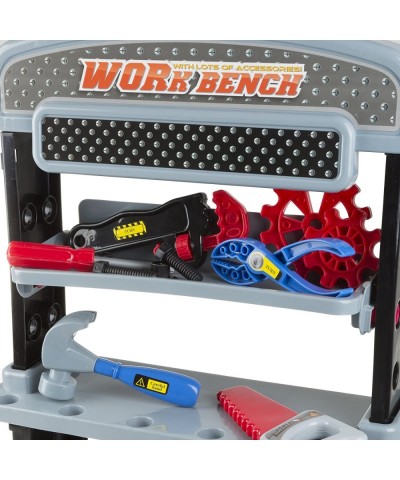 Tool Bench – 75-Piece Toy Pretend Woodworking and Mechanic Workshop for Toddlers Children with Battery Powered Drill and Acce...