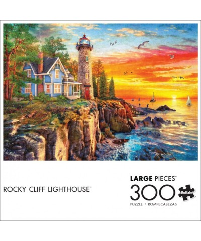 Rocky Cliff Lighthouse - 300 Large Piece Jigsaw Puzzle $19.47 Jigsaw Puzzles