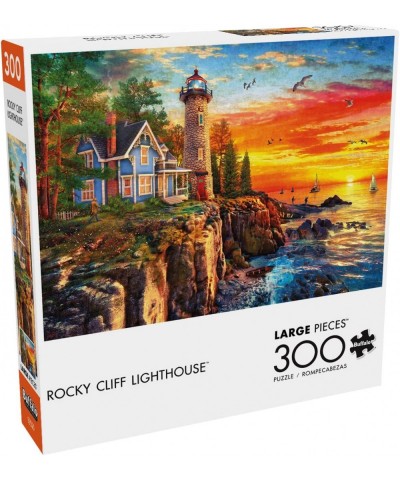 Rocky Cliff Lighthouse - 300 Large Piece Jigsaw Puzzle $19.47 Jigsaw Puzzles