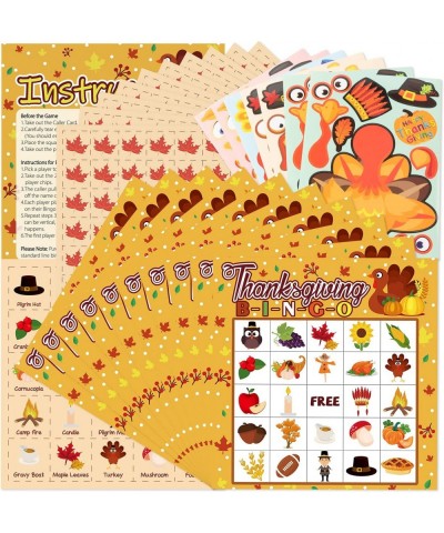 49Pcs Thanksgiving Bingo Card Game Thanksgiving Family Game Falling Leaves Autumn School Classroom Game Family Activities Tha...