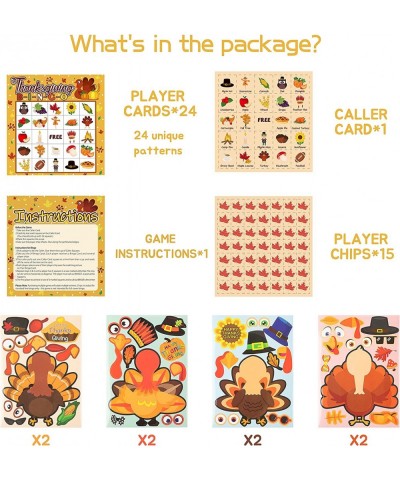 49Pcs Thanksgiving Bingo Card Game Thanksgiving Family Game Falling Leaves Autumn School Classroom Game Family Activities Tha...