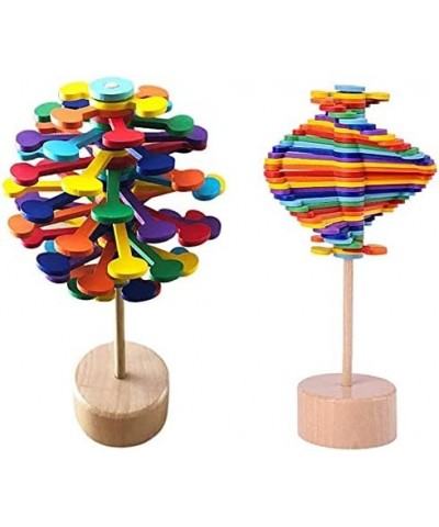 Wooden Spiral Lollipop Stress Relief Toy Spinning Magic Wand Decompression Kit Fibonacci Sequence Toy (Multicolor-Round) $21....