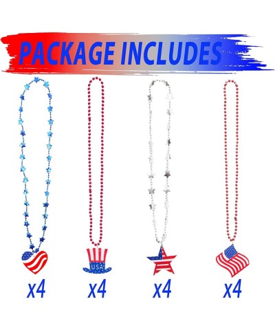 16 Pcs Patriotic Party Favor Necklaces with Pendant for 4th of July Celebration Independence Day Gathering Memorial Day Comme...