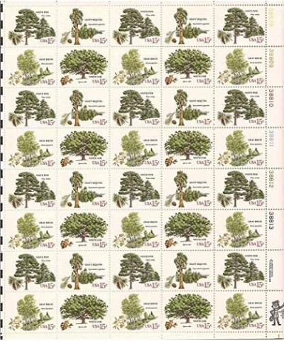 1978 American Trees - Full Sheet of 40 x 15 Cent Stamps Sheet - Scott 1764-7 $47.74 Collectible Postage Stamps