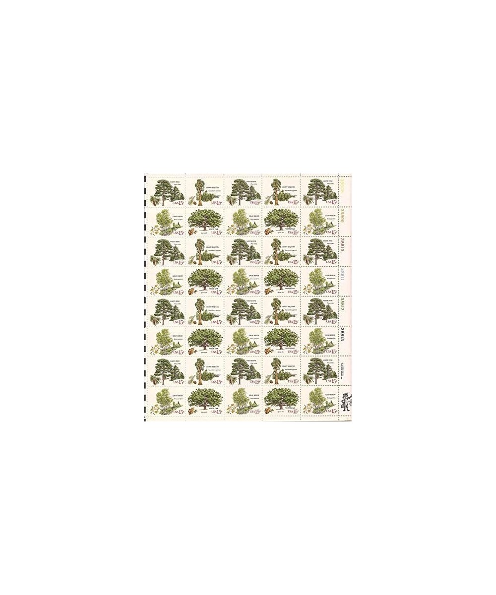 1978 American Trees - Full Sheet of 40 x 15 Cent Stamps Sheet - Scott 1764-7 $47.74 Collectible Postage Stamps