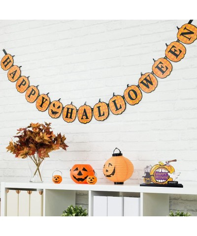 3PCS Happy Halloween Table Decorations Centerpieces Signs Pumpkin Signs Trick or Treat Wooden Table Topper Signs Candy Day fo...