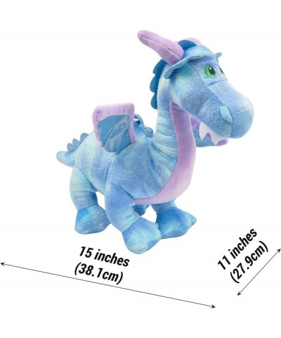 Toys Plush Huggable Blue Dragon Piggy Bank 11'' Long All Embroidered Details Unbreakable Coin Bank for Boys and Girls Educati...