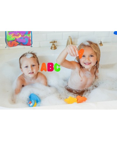 Foam Fun Alphabet Letters and Numbers for Bathtub Educational Organizer Storage Container Water Colorful Pastel Mesh Net Tub ...