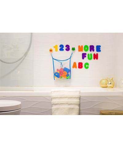 Foam Fun Alphabet Letters and Numbers for Bathtub Educational Organizer Storage Container Water Colorful Pastel Mesh Net Tub ...