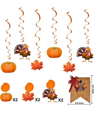 Friendsgiving Garland Party Decoration Set Including 2 Banner Hanging Garland 6 Foil Swirls with Decorative Hanging Cutouts f...