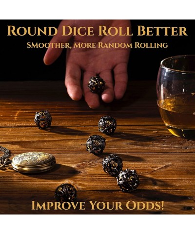 Metal DND Dice Set - Unique Round Hollow Orb Design for Better Rolling - Beautiful Dragon Metal Dice Set for Role Playing Gam...