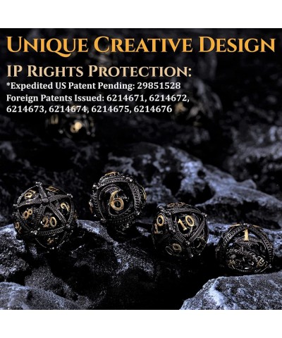 Metal DND Dice Set - Unique Round Hollow Orb Design for Better Rolling - Beautiful Dragon Metal Dice Set for Role Playing Gam...