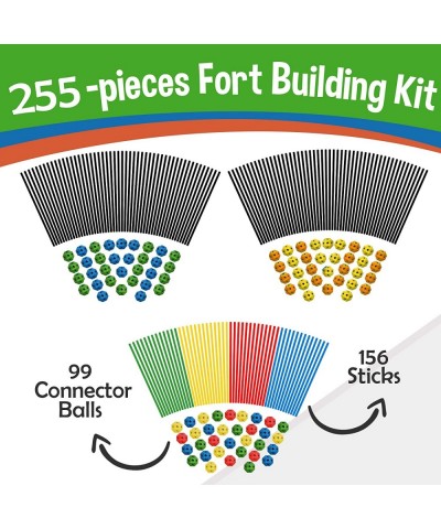 Shape28 Construction Fort Building Kit Bundle of 3 - 255 Pieces with 3 Storage Bags Three Multicolor Blue Green Construction ...