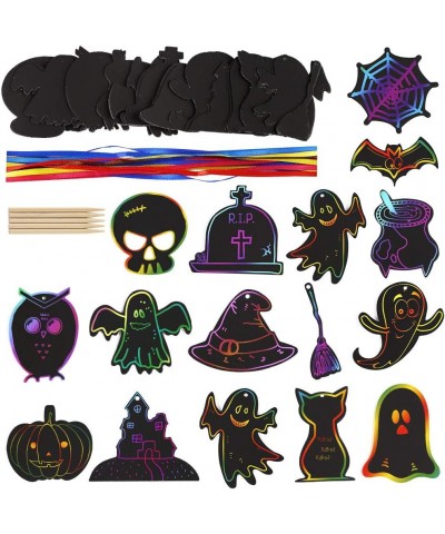 48 PCS Halloween Scratch Paper 16 Styles Scratch Halloween Craft Halloween Scratch Art Halloween Craft Kit for Halloween DIY ...