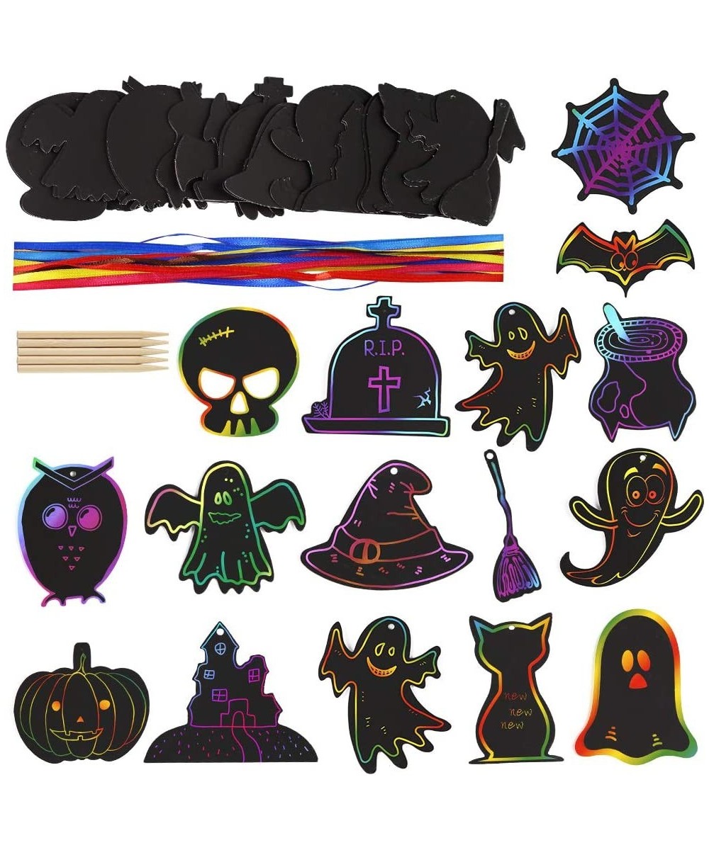 48 PCS Halloween Scratch Paper 16 Styles Scratch Halloween Craft Halloween Scratch Art Halloween Craft Kit for Halloween DIY ...