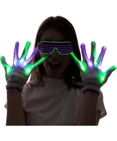 Halloween LED Gloves and Light Up Glasses with 3 Lighting Modes Flashing Finger Light Up Gloves and LED Shutter Glasses Glow ...