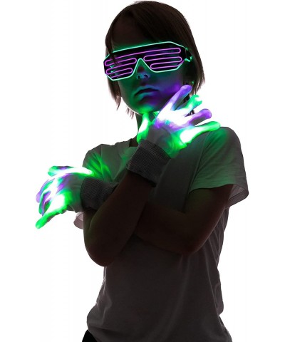 Halloween LED Gloves and Light Up Glasses with 3 Lighting Modes Flashing Finger Light Up Gloves and LED Shutter Glasses Glow ...