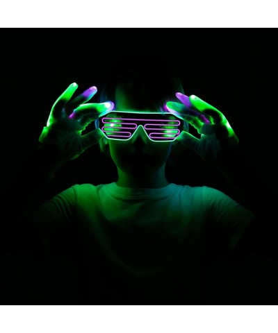 Halloween LED Gloves and Light Up Glasses with 3 Lighting Modes Flashing Finger Light Up Gloves and LED Shutter Glasses Glow ...