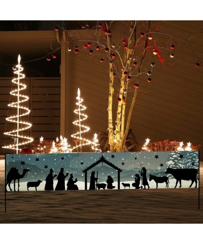 Manger Scene Religious Yard Sign-Holy Nativity Banner Merry Christmas Large Yard Sign for 2022 Jesus Xmas Decoration $17.79 K...