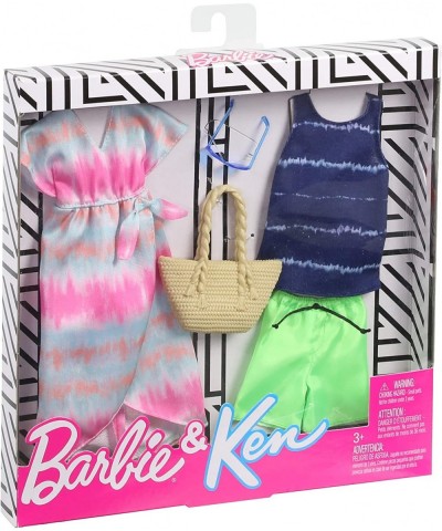 Fashion Pack with 1 Outfit of Tie-Dye Dress & 1 Accessory Doll & Striped Tie-Dye Tank Shorts & Accessory for Ken Doll Gift fo...