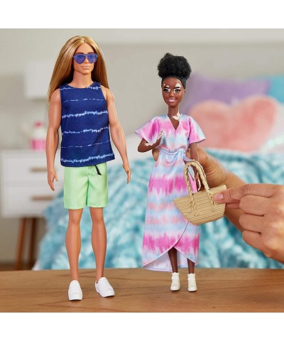 Fashion Pack with 1 Outfit of Tie-Dye Dress & 1 Accessory Doll & Striped Tie-Dye Tank Shorts & Accessory for Ken Doll Gift fo...