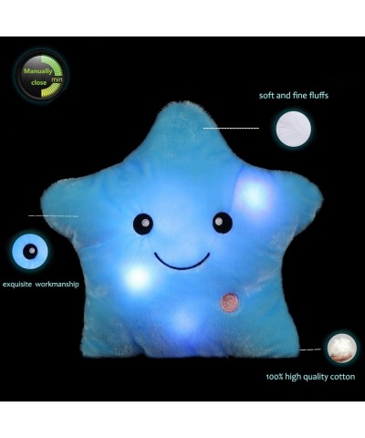 LED Twinkle Star Shaped Plush Pillow Creative Night Light Glowing Cushions Plush Stuffed Toys Gifts for Kids Decoration (Blue...