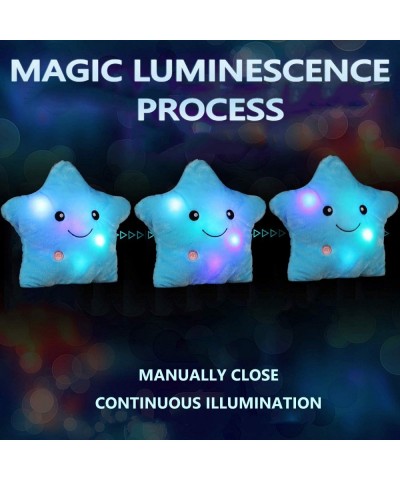 LED Twinkle Star Shaped Plush Pillow Creative Night Light Glowing Cushions Plush Stuffed Toys Gifts for Kids Decoration (Blue...